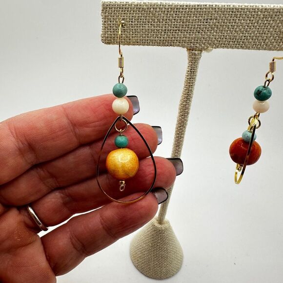 NWOT Angel skin coral, sponge coral and turquoise earrings w/ 925 hooks! - Picture 9 of 11